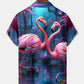 Coconut Tree Flamingo Hawaiian Shirt For Resort Trips, Coastal Parties, And Warm Weather Style