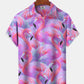 Floral Gradient Flamingo Vacation Hawaiian Shirt For Island Vacations, Weekend Events, And Relaxed Everyday Outfits