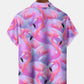Floral Gradient Flamingo Vacation Hawaiian Shirt For Island Vacations, Weekend Events, And Relaxed Everyday Outfits