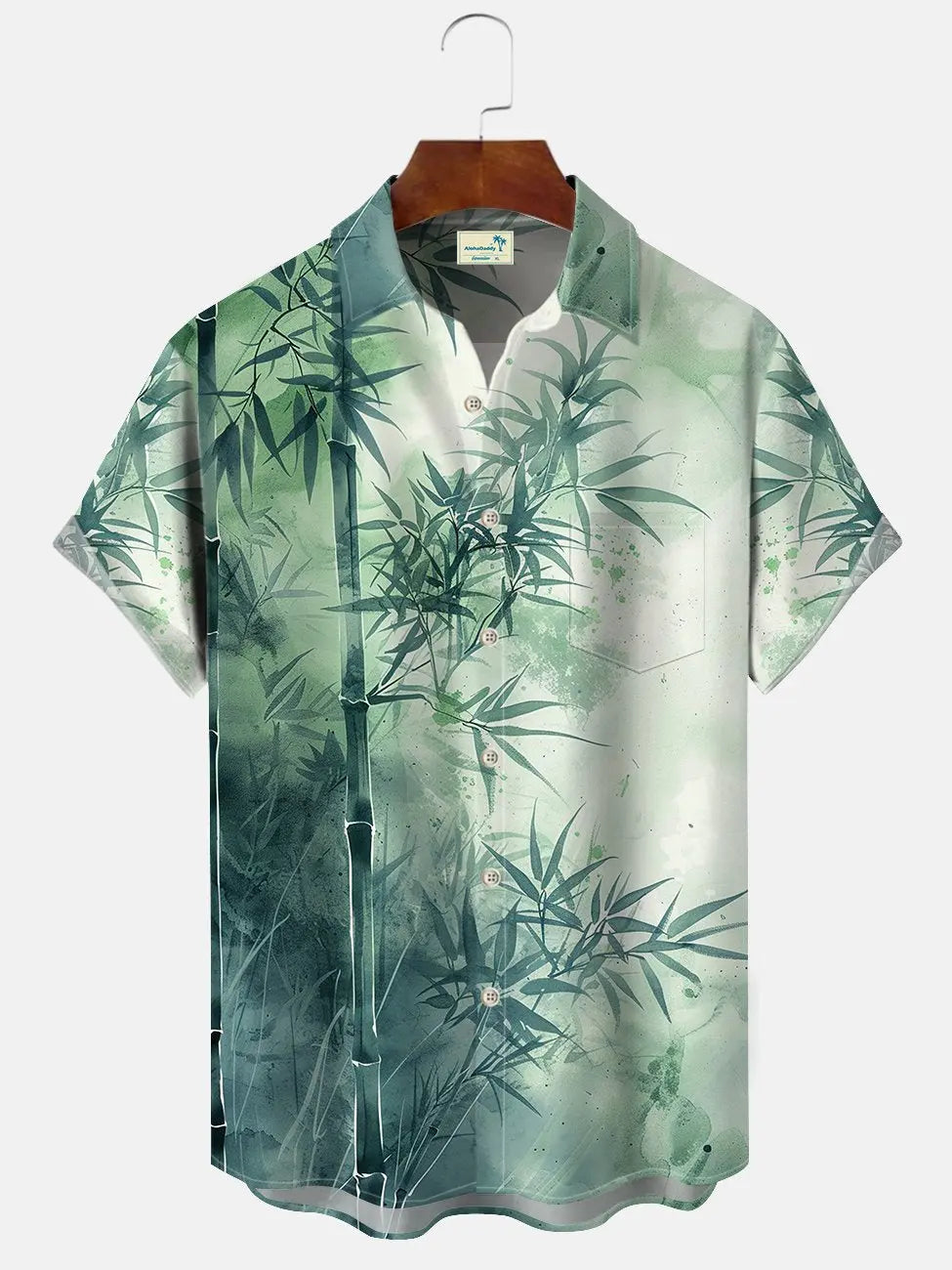 Plant Bamboo Ink Gradient Hawaiian Shirt For Tropical Holidays, Outdoor Gatherings, And Everyday Comfort