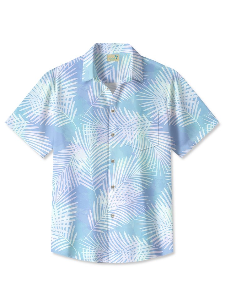 Floral Tropical Leaves Ombre Beach Hawaiian Shirt For Summer Vacation, Beach Travel, And Casual Wear