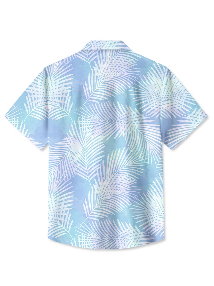Floral Tropical Leaves Ombre Beach Hawaiian Shirt For Summer Vacation, Beach Travel, And Casual Wear