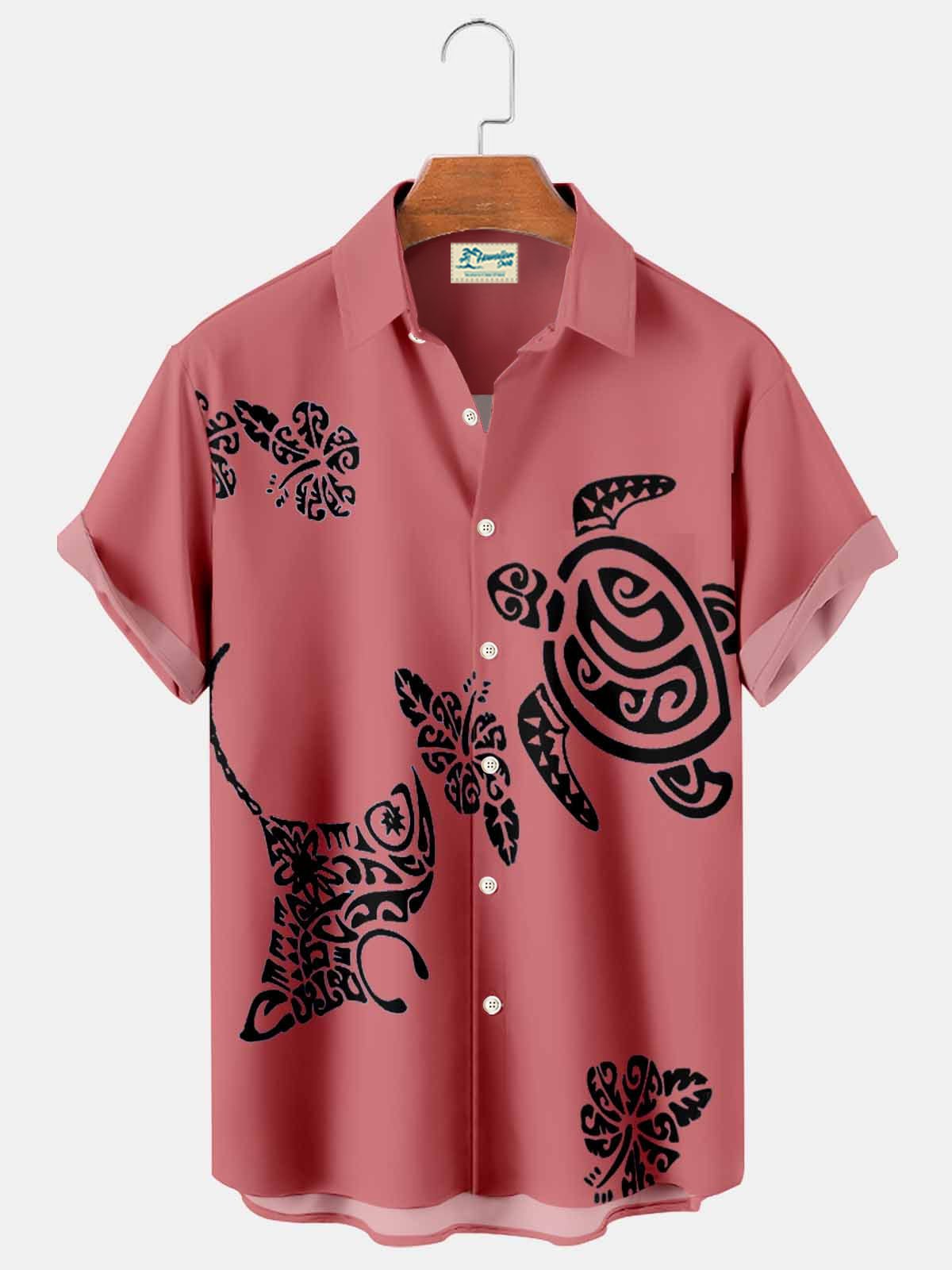 Turtle Creative Pattern Hawaiian Shirt For Resort Trips, Coastal Parties, And Warm Weather Style