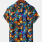 Floral Vacation Gradient Butterfly Hawaiian Shirt For Summer Vacation, Beach Travel, And Casual Wear