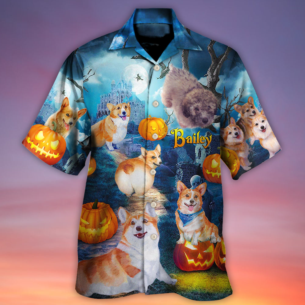 Dog Halloween Fun Hawaiian Shirt Design View For Casual Summer Styling