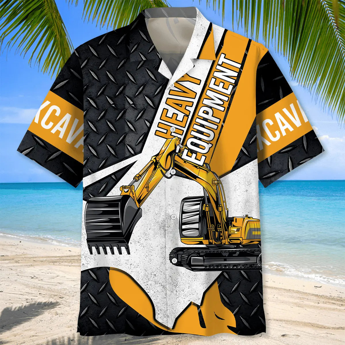 Heavy Equipment Excavator Hawaiian Shirt For Beach Travel And Island Inspired Style