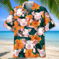 Floral Hibiscus Pig Hawaiian Shirt For Island Vacations, Resort Wear, And Relaxed Seasonal Style