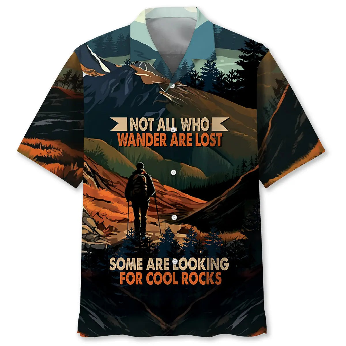 Hiking Looking For Cool Rocks Hawaiian Shirt For Beachside Event, Poolside Gathering, And Memorable Gifting