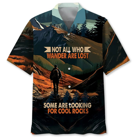 Hiking Looking For Cool Rocks Hawaiian Shirt For Beachside Event, Poolside Gathering, And Memorable Gifting