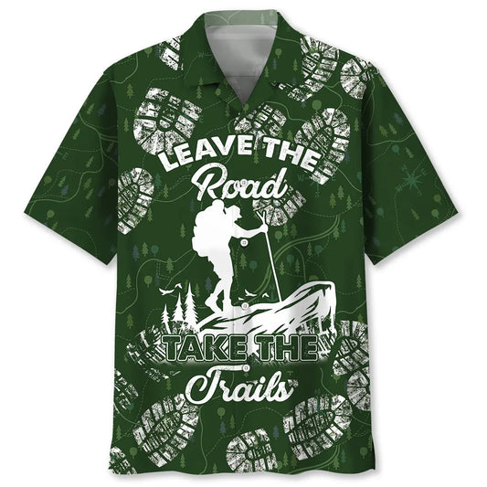 Hiking Road Hawaiian Shirt For Resort Trips, Coastal Parties, And Warm Weather Style