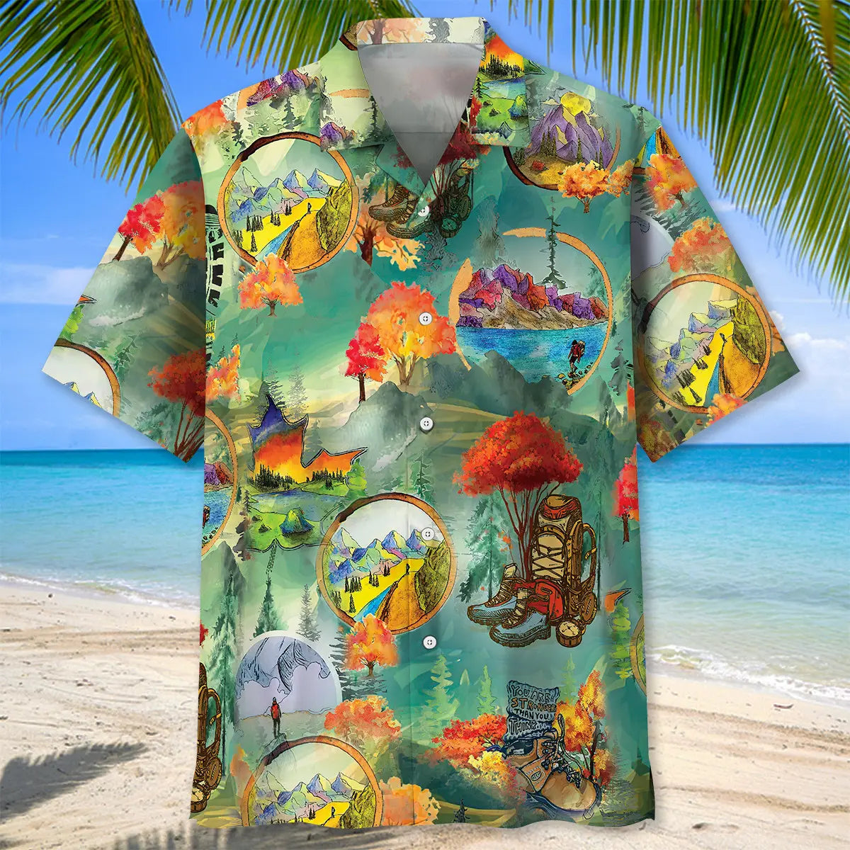 Vintage Hiking Hawaiian Shirt For Tropical Holidays, Outdoor Gatherings, And Everyday Comfort