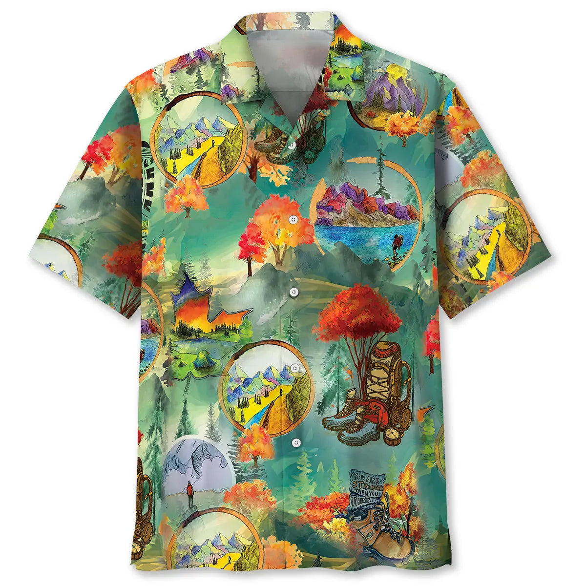 Vintage Hiking Hawaiian Shirt For Tropical Holidays, Outdoor Gatherings, And Everyday Comfort