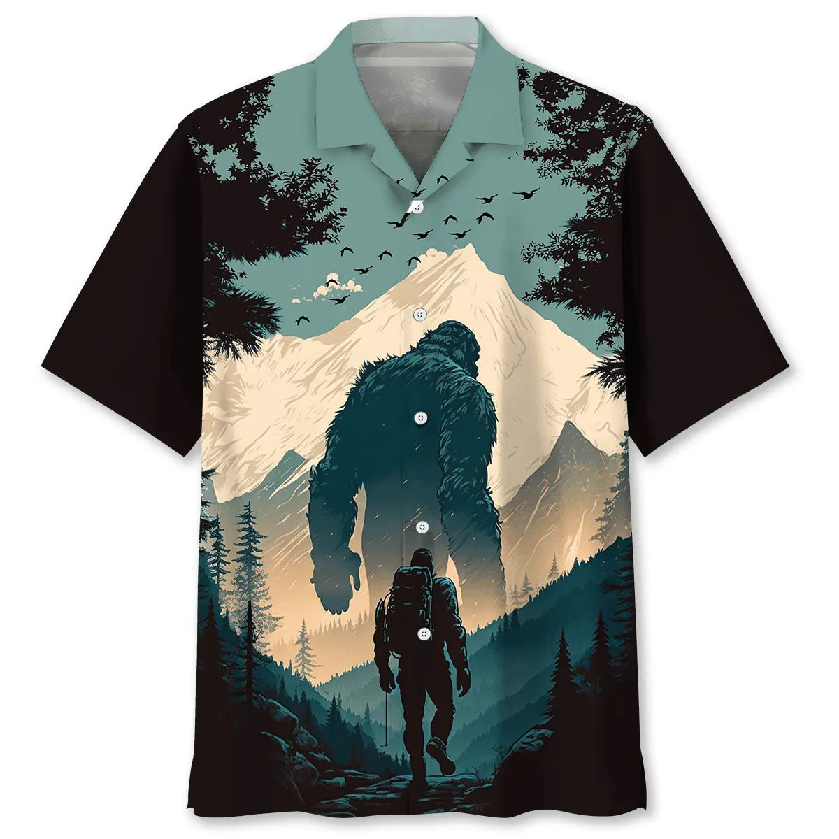 Vintage Hiking Hawaiian Shirt For Resort Trips, Coastal Parties, And Warm Weather Style