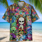 Hippie Alien Mushroom Hawaiian Shirt For Warm Weather Outing, Summer Road Trip, And Thoughtful Gifting
