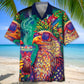 Hippie Bald Eagle Funny Art Hawaiian Shirt For Beach Travel, Cruise Journey, And Relaxed Resort Style