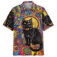 Hippie Black Cat Hawaiian Shirt For Tropical Holidays, Outdoor Gatherings, And Everyday Comfort