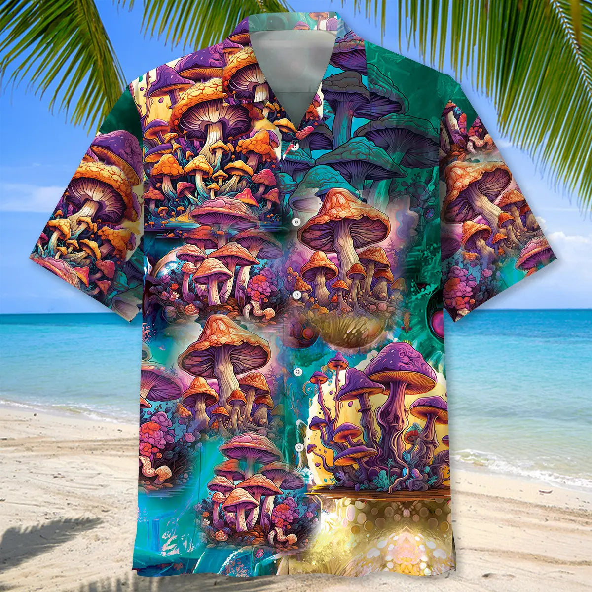 Hippie Mushroom Hawaiian Shirt For Beach Days, Summer Outings, And Thoughtful Gift Giving