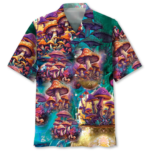 Hippie Mushroom Hawaiian Shirt For Beach Days, Summer Outings, And Thoughtful Gift Giving