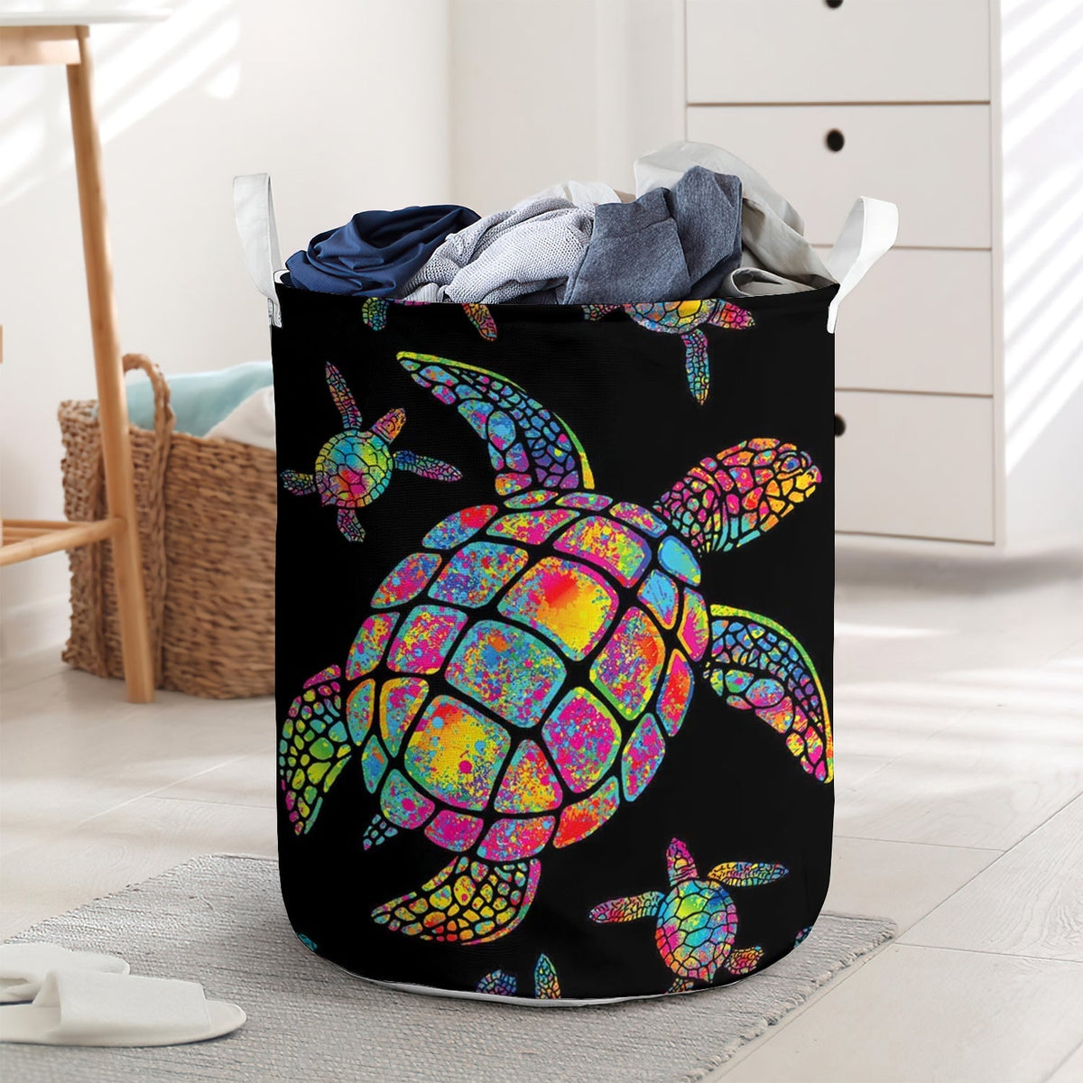 Hippie Turtle Laundry Basket For Bathroom Bedroom Storage