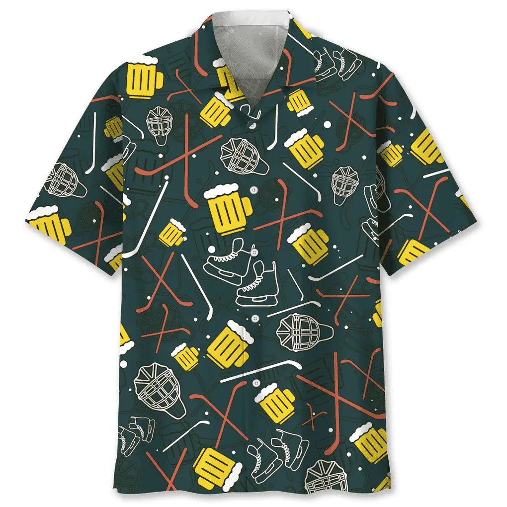 Hockey Beer Hawaiian Shirt For Island Vacations, Resort Wear, And Relaxed Seasonal Style