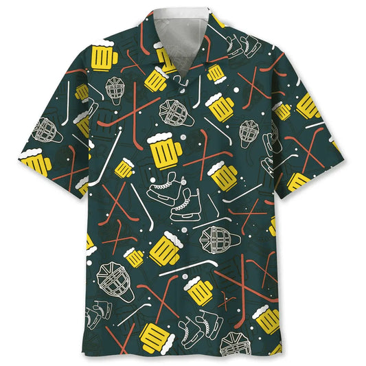Hockey Beer Hawaiian Shirt For Island Vacations, Resort Wear, And Relaxed Seasonal Style