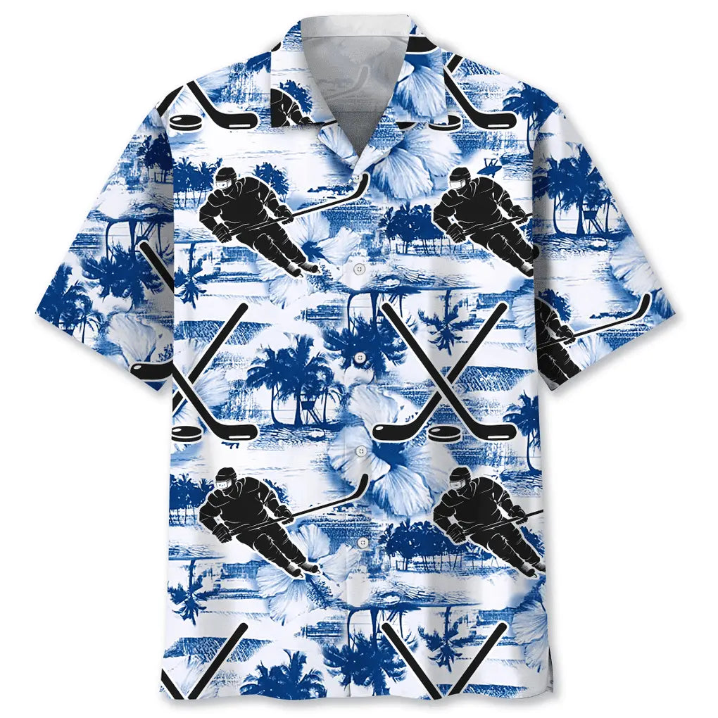 Hockey Blue Nature Hawaiian Shirt For Beach Days, Summer Outings, And Thoughtful Gift Giving