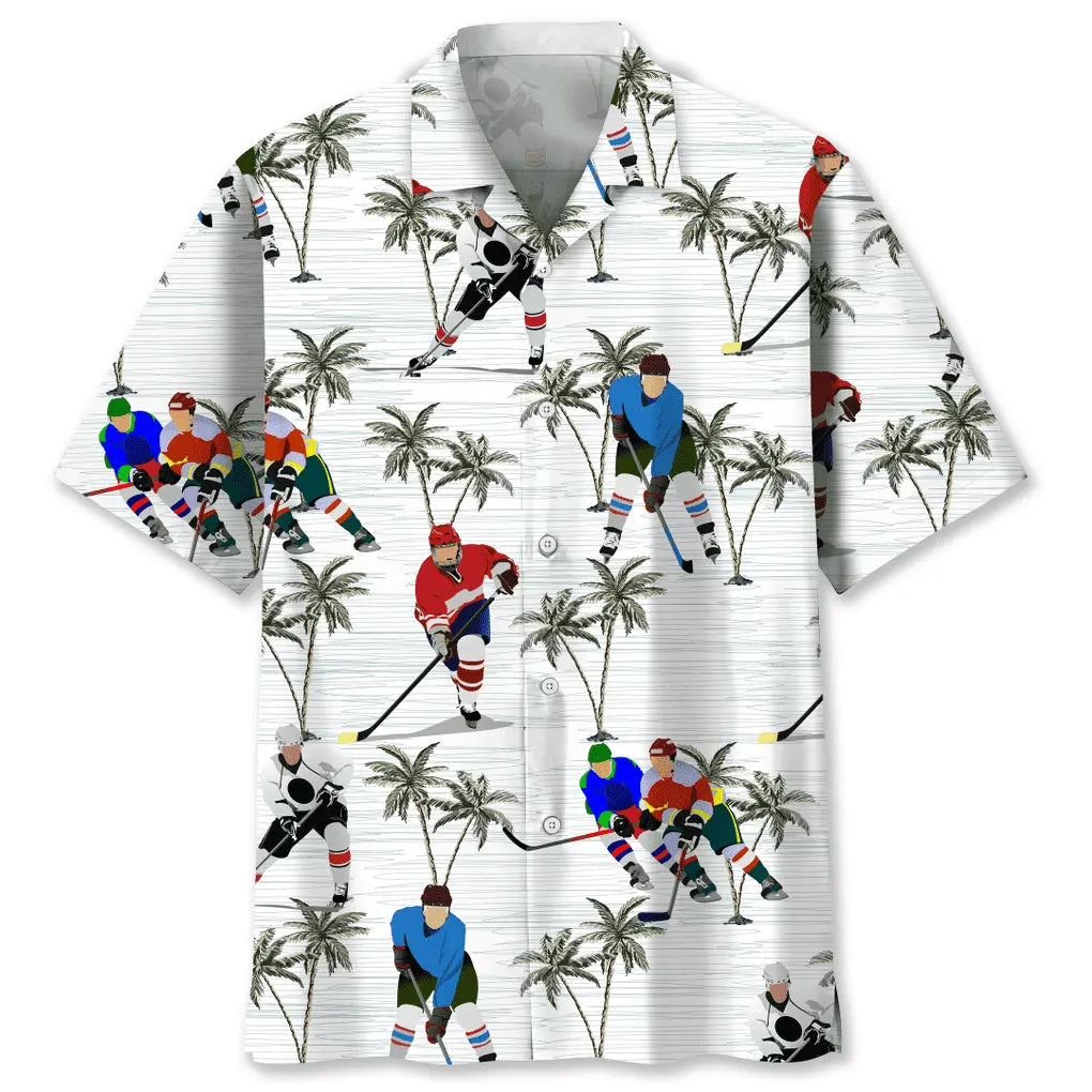 Hockey Coconut Hawaiian Shirt For Coastal Travel, Casual Events, And Comfortable Summer Wear
