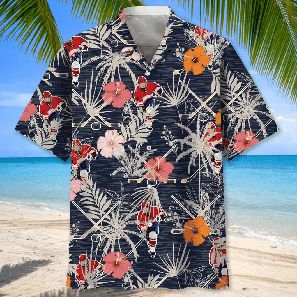 Hockey Nature Hawaiian Shirt For Tropical Holidays, Outdoor Gatherings, And Everyday Comfort