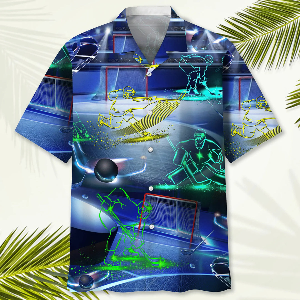 Neon Hockey Hawaiian Shirt For Beach Days, Summer Outings, And Thoughtful Gift Giving