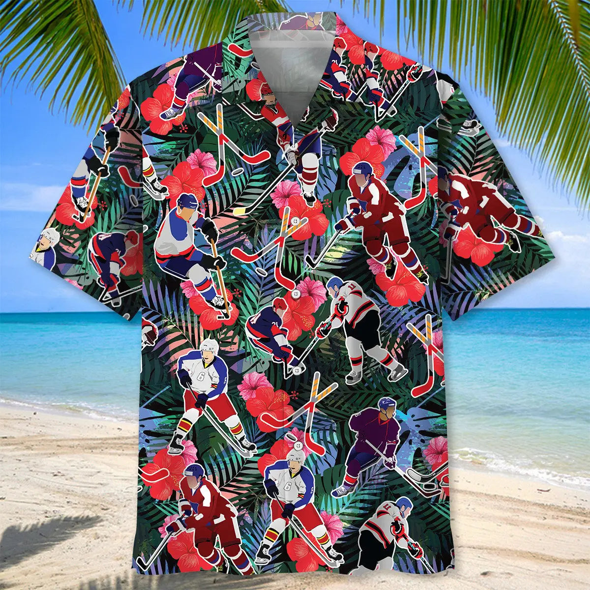Tropical Hockey Hawaiian Shirt For Tropical Holidays, Outdoor Gatherings, And Everyday Comfort