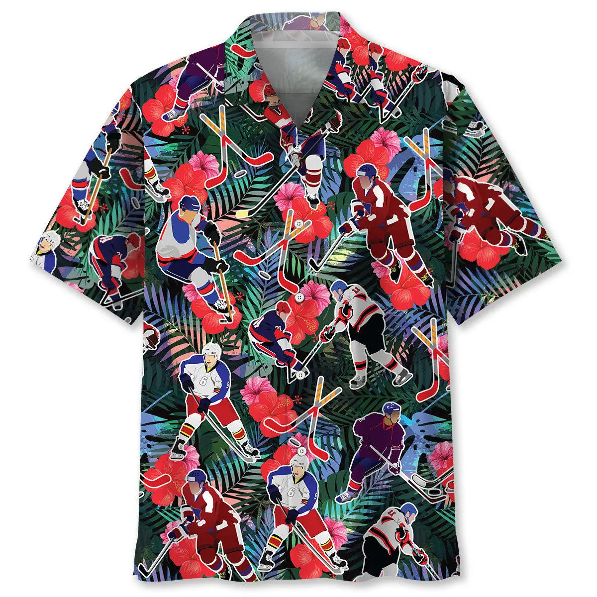 Tropical Hockey Hawaiian Shirt For Tropical Holidays, Outdoor Gatherings, And Everyday Comfort
