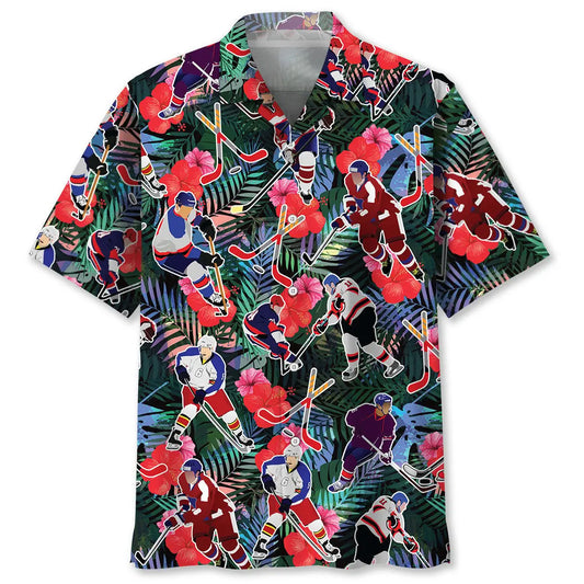 Tropical Hockey Hawaiian Shirt For Tropical Holidays, Outdoor Gatherings, And Everyday Comfort