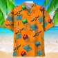 Tropical Hockey Orange Hawaiian Shirt For Resort Trips, Coastal Parties, And Warm Weather Style