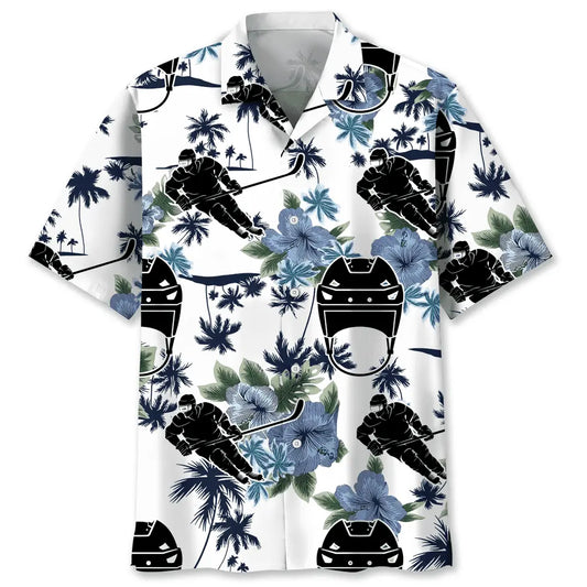 Hockey White Nature Hawaiian Shirt For Resort Trips, Coastal Parties, And Warm Weather Style