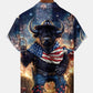 American Holiday Flag Bison Independence Fireworks Hawaiian Shirt For Summer Vacation, Beach Travel, And Casual Wear