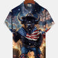 American Holiday Flag Bison Independence Fireworks Hawaiian Shirt For Summer Vacation, Beach Travel, And Casual Wear