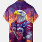 American Holiday Flag Eagle Independence Football Hawaiian Shirt For Summer Vacation, Beach Travel, And Casual Wear