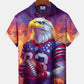 American Holiday Flag Eagle Independence Football Hawaiian Shirt For Summer Vacation, Beach Travel, And Casual Wear