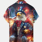 American Holiday Flag Eagle Independence Fireworks Hawaiian Shirt For Summer Vacation, Beach Travel, And Casual Wear