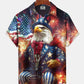American Holiday Flag Eagle Independence Fireworks Hawaiian Shirt For Summer Vacation, Beach Travel, And Casual Wear