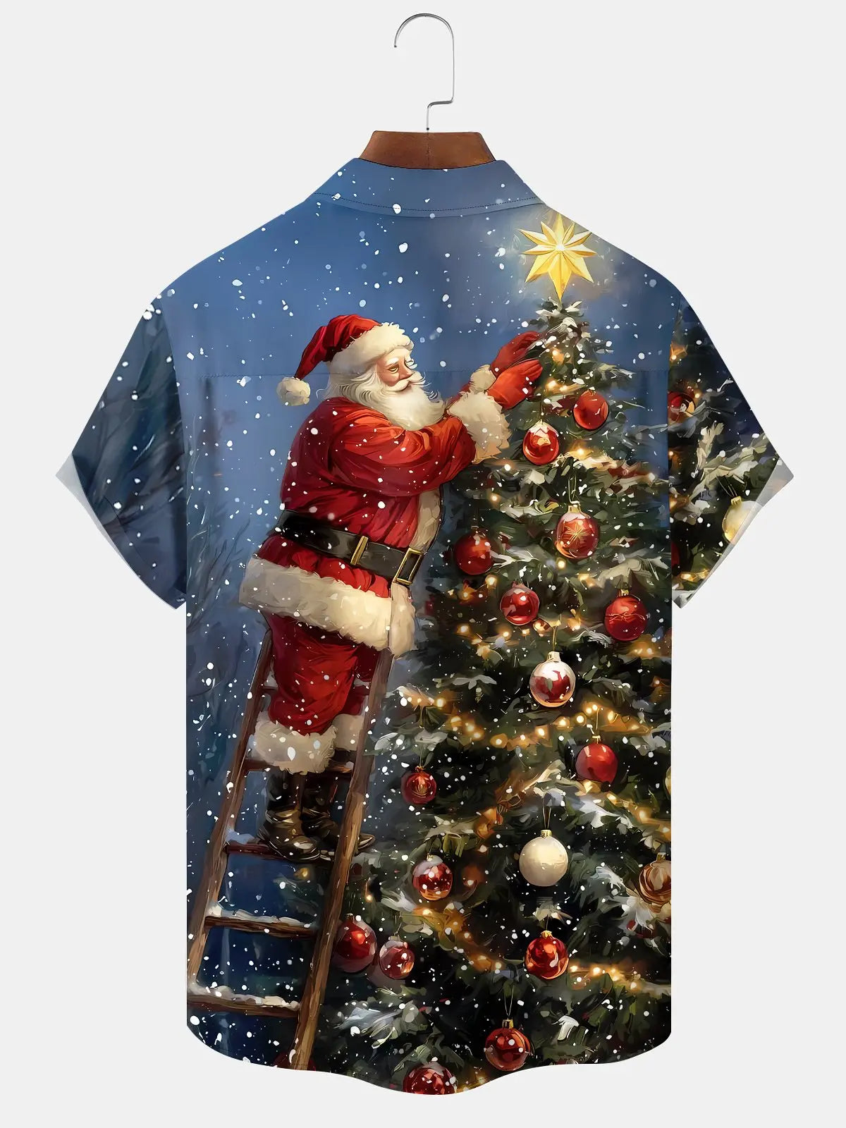 Holiday Christmas 3D Christmas Tree Santa Claus Vintage Hawaiian Shirt