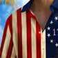 Holiday Men's Independence Day Flag 1776 Printed Casual Breathable Patriotic Hawaiian Shirt