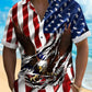 Holiday Independence Flag Eagle Tall Hawaiian Shirt For Winter Celebrations, Beach Travel, And Relaxed Holiday Wear