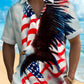 Hawaiian Shirt / Adults / S Holiday Men's Independence Day Flag Eagle Print Casual Breathable Hawaiian Shirt Big Tall