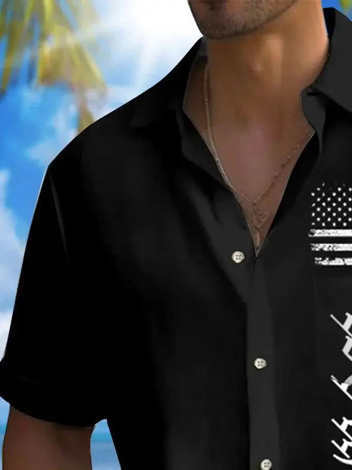 Patriotic Holiday Independence Flag Shirts Hawaiian Shirt For Summer Vacation, Beach Travel, And Casual Wear