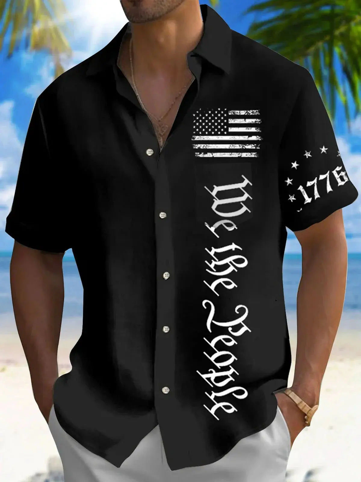Patriotic Holiday Independence Flag Shirts Hawaiian Shirt For Summer Vacation, Beach Travel, And Casual Wear