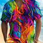 Abstract Creative Holiday Pride Month Tall Hawaiian Shirt For Resort Trips, Coastal Parties, And Warm Weather Style