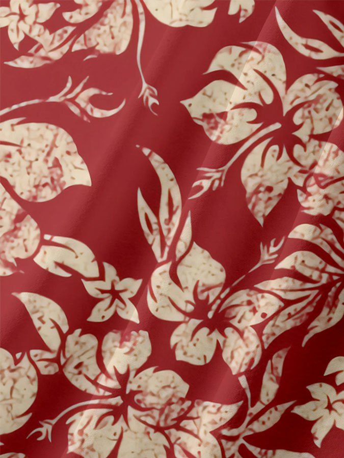 Floral Holiday Plant Leaf Element Hawaiian Shirt For Coastal Travel, Casual Events, And Comfortable Summer Wear