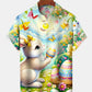 Vintage Holiday Easter Egg Bunny Cartoon Hawaiian Shirt For Summer Vacation, Beach Travel, And Casual Wear