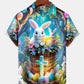 Vintage Holiday Easter Egg Bunny Cross Cartoon Hawaiian Shirt For Beach Days, Summer Outings, And Thoughtful Gift Giving